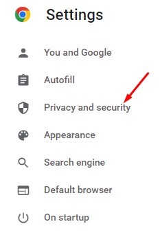 Ga naar het gedeelte 'Privacy en beveiliging'