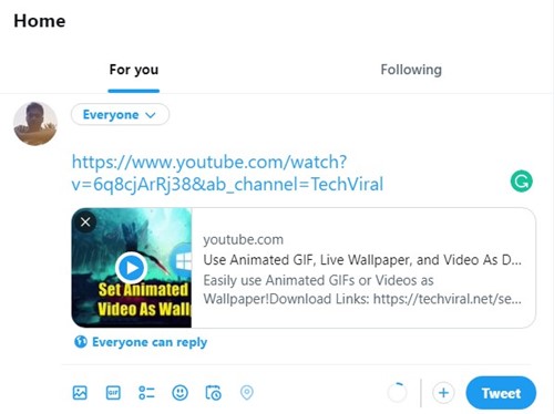 在Twitter 上分享YouTube 影片连结
