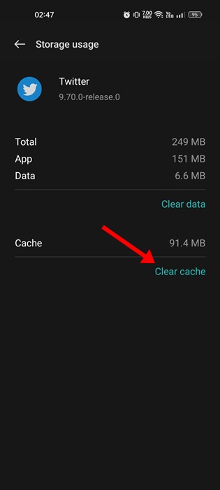 Klik op de knop Cache wissen